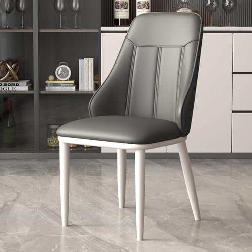 Esszimmerstühle Esszimmerstuhl aus Mikrofaser-Leder, Küchenstühle, bequem gepolstert und mit Metallrahmen, Seitenstühle for Zuhause, Wohnzimmer, Schlafzimmer, Restaurant, Café(Pearl white legs+dark gr von EYUIOPLM