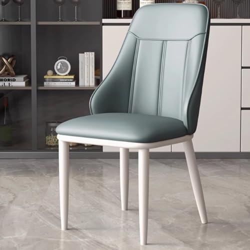 Esszimmerstühle Esszimmerstuhl aus Mikrofaser-Leder, Küchenstühle, bequem gepolstert und mit Metallrahmen, Seitenstühle for Zuhause, Wohnzimmer, Schlafzimmer, Restaurant, Café(Pearl white legs+gem blu von EYUIOPLM