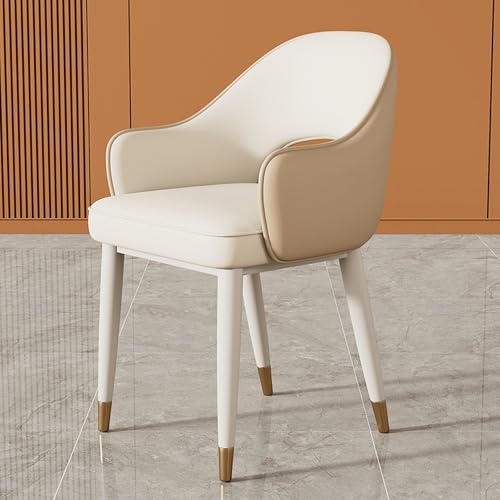 Esszimmerstühle Moderne Esszimmerstühle aus Kunstleder mit Rückenlehne, Schminkhocker mit stabilen Metallbeinen, Küchenstuhl for Zuhause, Wohnzimmer, Schlafzimmer, Restaurant, Café(White khaki) von EYUIOPLM