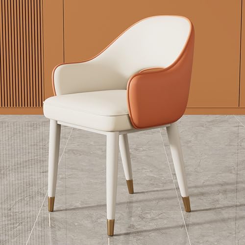 Esszimmerstühle Moderne Esszimmerstühle aus Kunstleder mit Rückenlehne, Schminkhocker mit stabilen Metallbeinen, Küchenstuhl for Zuhause, Wohnzimmer, Schlafzimmer, Restaurant, Café(White orange) von EYUIOPLM