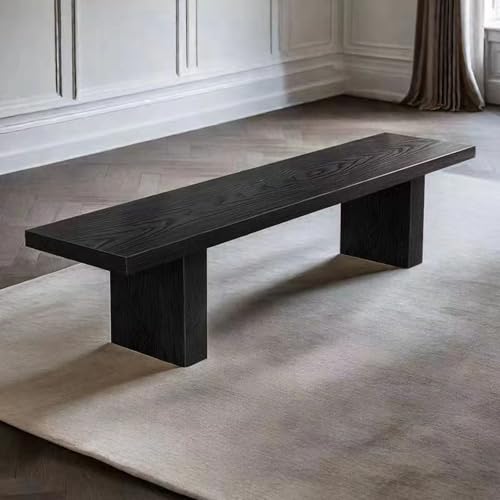Lange Bank aus Holz for Wohnzimmer und Esszimmer im Bauernhausstil, Bank for den Kücheneingangsbereich mit armlosem Design und geringer Höhe, Schuhbank aus Massivholz, Eingangsbänke(140 * 35 * 45cm) von EYUIOPLM