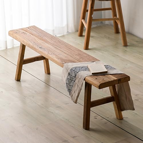 Lange Holzbank for den Innenbereich im Bauernhausstil for das Esszimmer im Wohnzimmer, Bank for den Eingangsbereich in der Küche mit armlosem Design, Schuhbank aus Massivholz(80 * 30 * 45cm) von EYUIOPLM