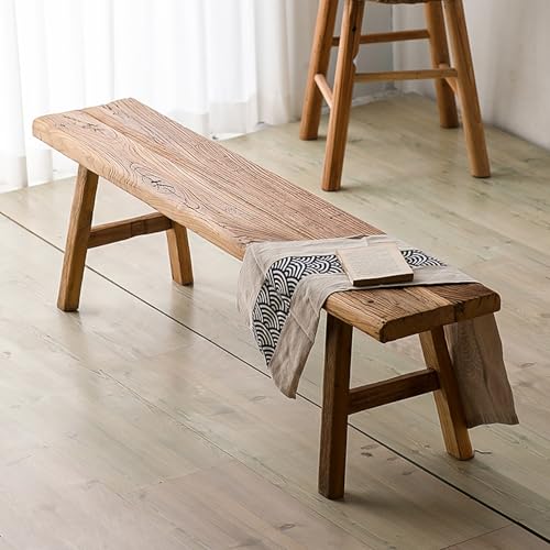 Rustikale braune Industrie-Eingangsbank, Sitzbank aus Holz for das Esszimmer im Innenbereich, Sitzbank mit Akzent-Schuhregal, for Flur, Foyer, Wohnzimmer, Schlafzimmer(140 * 25 * 45cm) von EYUIOPLM