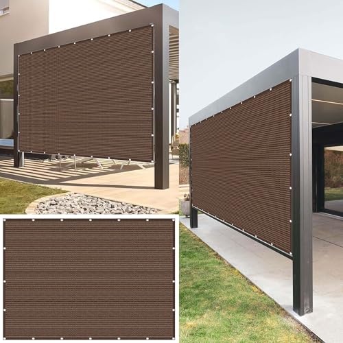 Sonnensegel Atmungsaktiv Rechteckig mit Ösen 440 x 700 cm Rechteckig Atmungsaktiv 98% UV Schutz Sonnenschutz Windschutz inkl Befestigungsseile für Terrasse Garten, braun von EYUQIAO