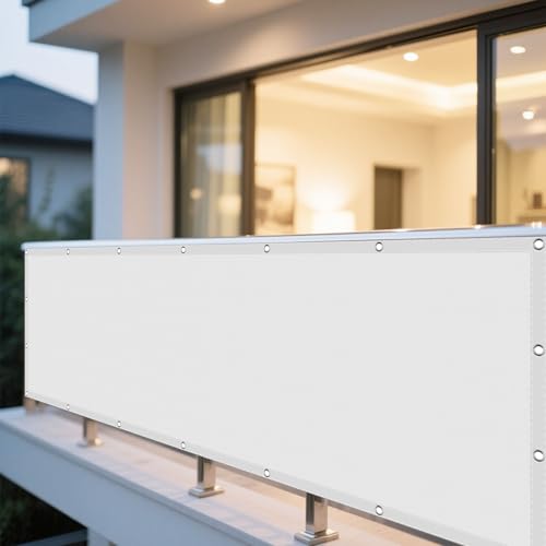 Sonnensegel Balkon 104 x 275 cm Rechteckig Wasserdicht Sonnenschutz Windschutz Markise Balkon Ohne Bohren mit Ösen Ohne Bohren mit Seil für Garten Camping, Weiß Sonnensegel Balkon 104 x 275 cm Rechteckig Wasserdicht Sonnenschutz Windschutz Markise Balkon Ohne Bohren mit Ösen Ohne Bohren mit Seil für Garten Camping, Weiß von EYUQIAO
