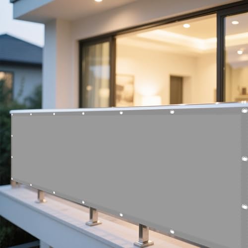 Sonnensegel Balkon 374 x 385 cm Rechteckig Wasserdicht Sonnenschutz Windschutz Markise Balkon Ohne Bohren mit Ösen Ohne Bohren mit Seil für Garten Camping, Hellgrau Sonnensegel Balkon 374 x 385 cm Rechteckig Wasserdicht Sonnenschutz Windschutz Markise Balkon Ohne Bohren mit Ösen Ohne Bohren mit Seil für Garten Camping, Hellgrau von EYUQIAO