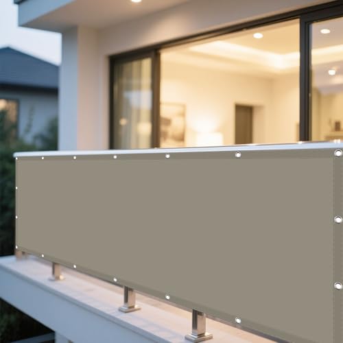 Sonnensegel Balkon 94 x 335 cm Rechteckig Wasserdicht Sonnenschutz Windschutz Markise Balkon Ohne Bohren mit Ösen Ohne Bohren mit Seil für Garten Camping, Khaki Sonnensegel Balkon 94 x 335 cm Rechteckig Wasserdicht Sonnenschutz Windschutz Markise Balkon Ohne Bohren mit Ösen Ohne Bohren mit Seil für Garten Camping, Khaki von EYUQIAO