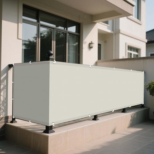 Sonnensegel Wasserdicht Nach Maß 80 x 250 cm Rechteckig Wasserdicht 98% UV Schutz Sonnentuch Schattensegel inkl Befestigungsseile für Balkon Camping Terrasse Pergola, Beige von EYUQIAO