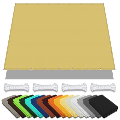 Sonnensegel für Garten 0.7 x 1.5 m Premium PES Polyester Imprägniert Garten Überdachung mit Ösen Und Befestigungsseile für Terrasse, Sandgelb von EYUQIAO