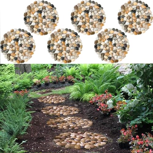 Garten-Trittsteine für den Außenbereich, rund, Flussstein, dekorativ, Natur, Fluss, Felsen für Landschaftsbau, Außenbereich, Gehweg, Terrasse, Hof, Garten, Weg, 22,9 cm, 6 Stück Garten-Trittsteine für den Außenbereich, rund, Flussstein, dekorativ, Natur, Fluss, Felsen für Landschaftsbau, Außenbereich, Gehweg, Terrasse, Hof, Garten, Weg, 22,9 cm, 6 Stück von EYZH