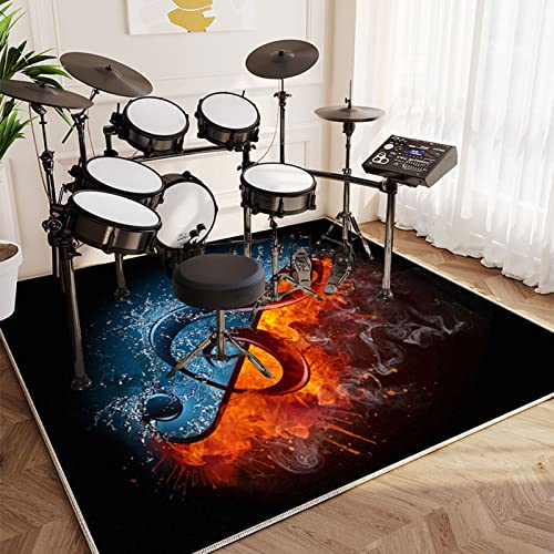 Drum-Teppich Schlagzeugteppich Schallschutz Teppich Schallschutzmatte rutschfeste Trommelmatte für E Drum Schlagzeug Elektronisch Snare Teppich Snare Drum Rug Schalldicht Teppiche 140 x 100 cm von EYZO