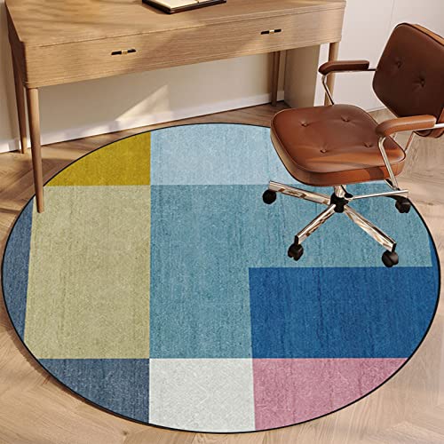 EYZO Schreibtischstuhl Unterlage Bodenschutzmatte Gaming Bürostuhl Stuhlmatten Teppich Stuhlunterlage für Parkett Chairmat Stoffmatte für Stühle Dekoriere Büro Wohnzimmer Schlafzimmer Runde 80 cm von EYZO