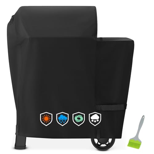 EZ-DONGTENG Robuste 600D-Grillabdeckung, kompatibel mit Weber Searwood 600 Pelletgrill, 100,3 cm L x 66 cm B x 120,7 cm H, Schwarz von EZ-DONGTENG