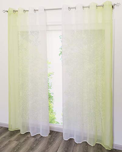 EZ GLAM Gardinen mit Verlauf-Farben Muster Schön Transparent Voile 2PC Vorhänge (B*H 140 * 145cm, Grün mit Ösen) von EZ GLAM