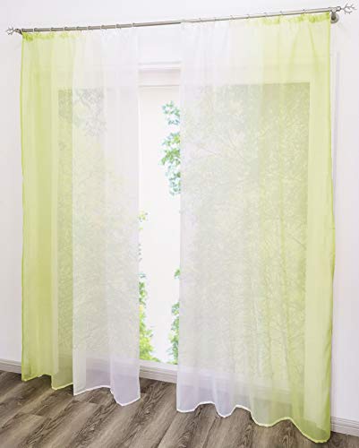 EZ GLAM Gardinen mit Verlauf-Farben Muster Schön Transparent Voile 2PC Vorhänge (B*H 140 * 245cm, Grün mit Kräuselband) von EZ GLAM