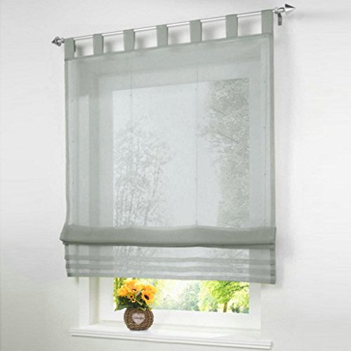 EZ GLAM Raffrollo Voile Transparent Rollos mit Schlaufen Gardinen Vorhang (B*H 120 * 155cm, Hellgrau) von EZ GLAM