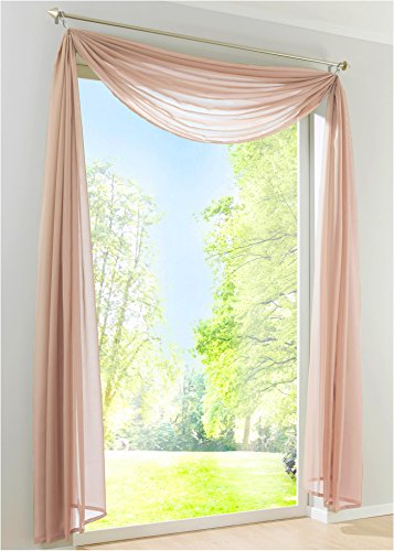 EZ GLAM Voile Querbehang Transparent Freihanddeko Gardinen 1PC Schals (H*B 145*500cm, Sand) von EZ GLAM