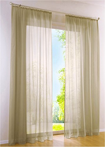 Gardine mit Kräuselband Vorhänge Transparent Voile 1PC Vorhang (B*H 140*245cm, Sand) von EZ GLAM