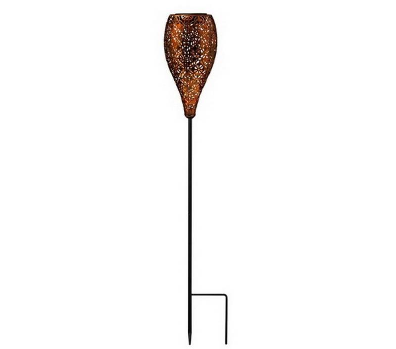 EZ SOLAR Gartenstecker Solar LED Vintage Gartenstecker ZARA Kupferfarben Form: Kelch, 2 LEDs warmweiß 2700K von EZ SOLAR