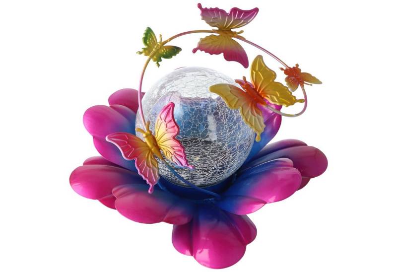 EZ SOLAR LED Taschenlampe LED SOLAR Blumen Licht BUTTERFLY Pink mit Akku und Solarpanel von EZ SOLAR