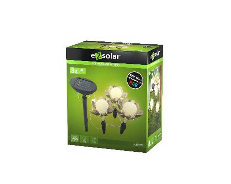 EZ SOLAR LED Taschenlampe Lotusblume SOLAR LED 3 Stück mit Solarpanel und Akkus Standard AAA von EZ SOLAR