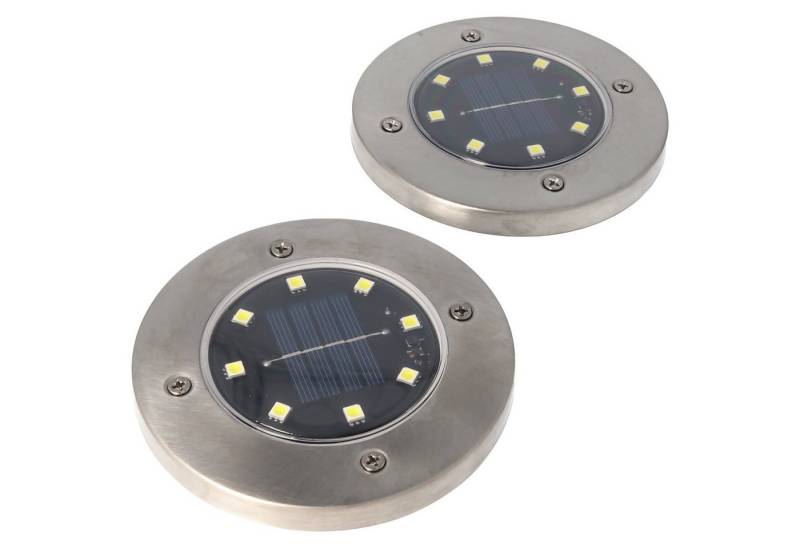 EZ SOLAR LED Taschenlampe 2er Set LED Solar Bodenstrahler, Edelstahl, wasserdicht IP44, inklusi von EZ SOLAR