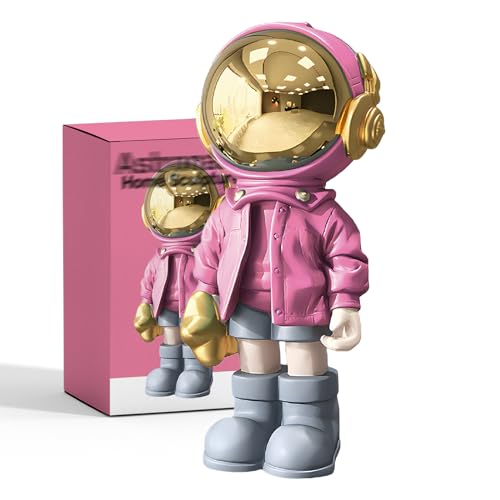 EZ4ENCE Astronauten-Statuen Raumfahrer-Skulptur Harzkunst Geschenke rosa Figur Ornament Zimmerdekoration für Männer, Zuhause und Handwerk Desktop-Zubehör Tischdekoration, Büro, Bücherregal .. von EZ4ENCE