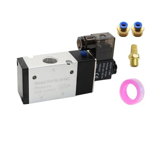 EZAGBPJK 3-Wege-2-Positionen-pneumatisches Steuerventil Magnetventile 3V110-06 3V210-08 3V310-10 4V410-15 DC 12V 24V AC perfection(3V410-15 PC12-04,DC24) von EZAGBPJK