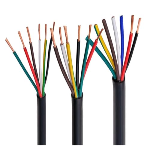 EZAGBPJK PVC-Kabel 2 3 4 5 6 7 8 10 12 14 16 20 24-adriges Steuersignalkabel 22AWG0, 0,75 mm ummanteltes Kabel perfection(Black1.0,2m- 12-core) von EZAGBPJK