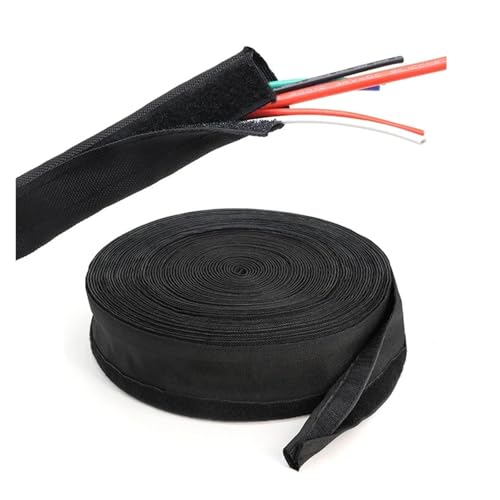 EZAGBPJK Schwarzer selbstklebender Kabelschlauch Durchmesser PET geflochtener wiederverwendbarer Nylonmantel Management Wire Wrap Schutz perfection(Inner Diameter 80mm,5 Meters) von EZAGBPJK