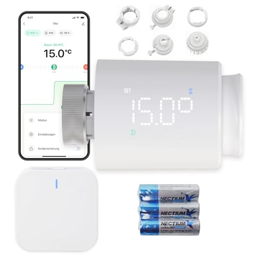 ezAIoT Smart Heizkörperthermostat – TRV Zigbee Tuya Kit mit Gateway/Hub für programmierbare App-Funktion zur Heizungssteuerung im Haus – Kompatibel mit Smart Life-EZ-ZB2W-G01 von EZAIoT