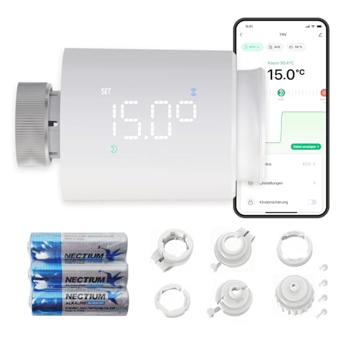 ezAIoT Smart Heizkörperthermostat mit Tuya Zigbee – Programmierbares Heizkörperventil mit App-Steuerung, Temperatursensor und Fernbedienung für optimale Heizungssteuerung-EZ-TRV701Z von EZAIoT