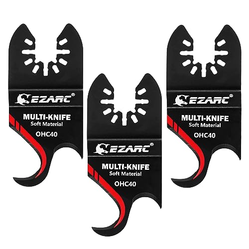 EZARC Multitool Sägeblätter Multi-Messer Hakenmesserklinge 3pcs zum Schneiden für weiche Materialien, Dachschindeln, PVC-Teppich und Pappe von EZARC