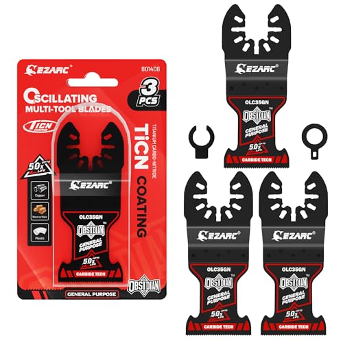 EZARC Obsidian Carbide Multitool Sägeblätter, Multifunktionswerkzeug Zubehör mit Schnellspanner für Metall, Nägel, Holz, Gips, Trockenbau und PVC, 3er-Pack EZARC Obsidian Carbide Multitool Sägeblätter, Multifunktionswerkzeug Zubehör mit Schnellspanner für Metall, Nägel, Holz, Gips, Trockenbau und PVC, 3er-Pack von EZARC