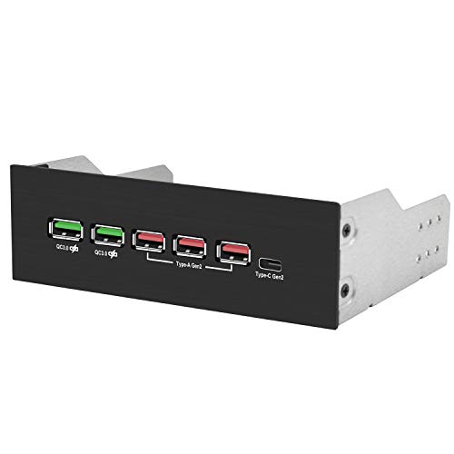 EZDIY-FAB 13,3 cm (5,25 Zoll), 10 Gbit/s USB 3.1 Gen2 Hub und Typ-C-Anschluss, Front-Panel-USB-Hub mit QC 3.0 Schnellladung von EZDIY-FAB