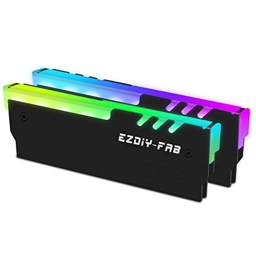 EZDIY-FAB ARGB DDR Speicher RAM Kühler,RGB DDR Kühlkörper,5V 3Pin ARGB Motherboard Sync -Schwarz-2 Pack von EZDIY-FAB