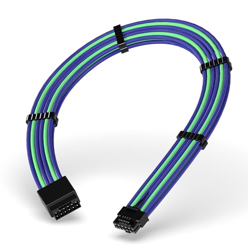 EZDIY-FAB GPU Power Sleeved Kabelverlängerung, 16pin(12+4) 12VHPWR PCIe 5.0 Stecker auf Buchse für RTX4070Ti Super,4080 Super,4090,mit Kabelkämmen-16AWG/Violett Grün EZDIY-FAB GPU Power Sleeved Kabelverlängerung, 16pin(12+4) 12VHPWR PCIe 5.0 Stecker auf Buchse für RTX4070Ti Super,4080 Super,4090,mit Kabelkämmen-16AWG/Violett Grün von EZDIY-FAB