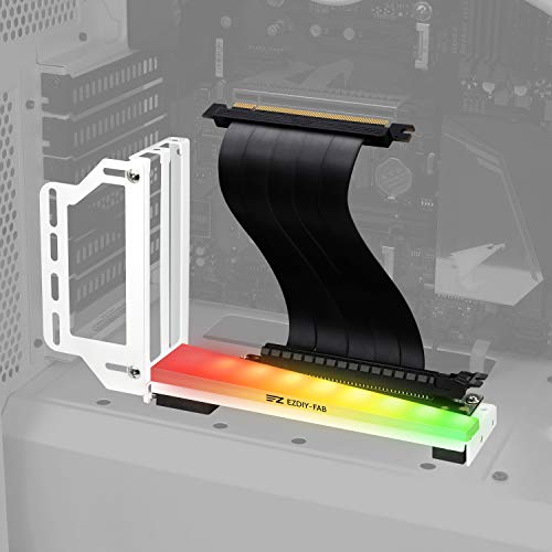 EZDIY-FAB Grafikkarten Halter für GPU Vertikal Halterung mit ARGB 5V 3Pin LED,GPU-Halterung,Grafikkartenhalterung VGA Support Kit mit PCIE3.0 Riser Kabel-Weiß von EZDIY-FAB