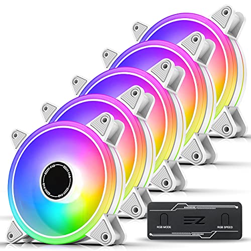 EZDIY-FAB Moonlight 120 mm RGB PWM Gehäuselüfter mit RGB PWM Fan Hub,Synchronisation Motherboard 5 V,ARGB Computerventilator,Multi-Licht-Modus,Weiß,5 Pack EZDIY-FAB Moonlight 120 mm RGB PWM Gehäuselüfter mit RGB PWM Fan Hub,Synchronisation Motherboard 5 V,ARGB Computerventilator,Multi-Licht-Modus,Weiß,5 Pack von EZDIY-FAB
