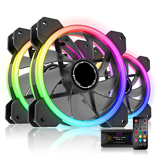 EZDIY-FAB Neue Dual Ring RGB Lüfter 120mm, RGB LED Gehäuselüfte,adressierbare Motherboard Synchronisierung mit Hub X und Remote-3 Pack EZDIY-FAB Neue Dual Ring RGB Lüfter 120mm, RGB LED Gehäuselüfte,adressierbare Motherboard Synchronisierung mit Hub X und Remote-3 Pack von EZDIY-FAB