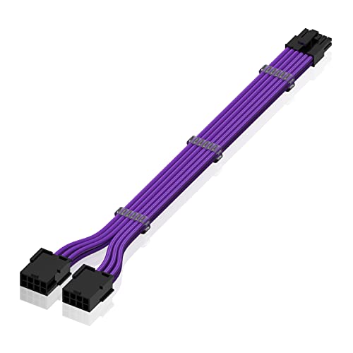 EZDIY-FAB PSU Kabelverlängerung 12Pin auf Dual 8P,16AWG PCIe Sleeved Verlängerungskabel für RTX 3060ti 3070 3080 3080ti 3090-Lila[300mm] von EZDIY-FAB