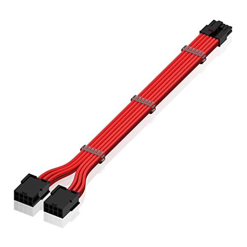 EZDIY-FAB PSU Kabelverlängerung 12Pin auf Dual 8P,16AWG PCIe Sleeved Verlängerungskabel für RTX 3060ti 3070 3080 3080ti 3090-Rot[300mm] von EZDIY-FAB