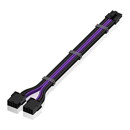 EZDIY-FAB PSU Kabelverlängerung 12Pin auf Dual 8P,16AWG PCIe Sleeved Verlängerungskabel für RTX 3060ti 3070 3080 3080ti 3090-Schwarz/Lila[300mm] von EZDIY-FAB