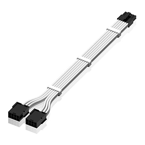 EZDIY-FAB PSU Kabelverlängerung 12Pin auf Dual 8P,16AWG PCIe Sleeved Verlängerungskabel für RTX 3060ti 3070 3080 3080ti 3090-Weiß[300mm] von EZDIY-FAB