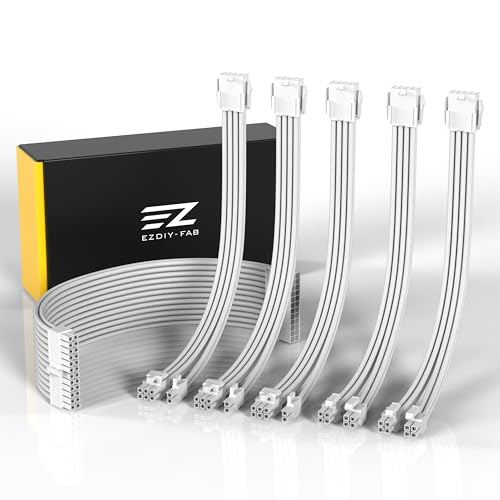 EZDIY-FAB PSU Kabelverlängerung Ummantelt Custom Mod GPU PC Netzteil Weiches Nylongeflecht mit Kamm Kit 24PIN/3x 8PIN bis 6+2Pin/ 2X 8PIN bis 4+4PIN-300MM/11.8in-Alle Weiß EZDIY-FAB PSU Kabelverlängerung Ummantelt Custom Mod GPU PC Netzteil Weiches Nylongeflecht mit Kamm Kit 24PIN/3x 8PIN bis 6+2Pin/ 2X 8PIN bis 4+4PIN-300MM/11.8in-Alle Weiß von EZDIY-FAB