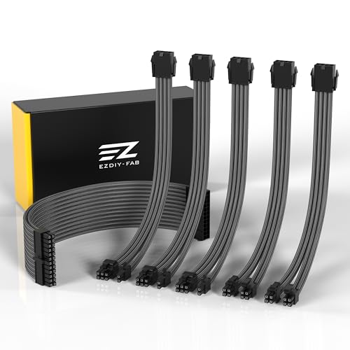 EZDIY-FAB PSU Kabelverlängerung Ummantelt Custom Mod GPU PC Netzteil Weiches Nylongeflecht mit Kamm Kit 24PIN/3x 8PIN bis 6+2Pin/ 2X 8PIN bis 4+4PIN-300MM/11.8in-Karbon EZDIY-FAB PSU Kabelverlängerung Ummantelt Custom Mod GPU PC Netzteil Weiches Nylongeflecht mit Kamm Kit 24PIN/3x 8PIN bis 6+2Pin/ 2X 8PIN bis 4+4PIN-300MM/11.8in-Karbon von EZDIY-FAB