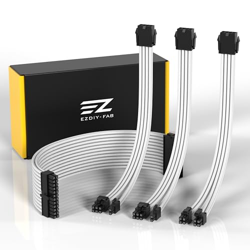 EZDIY-FAB Personalisierte PSU Verlängerungskabel,Modell GPU PC,Netzteil aus weichem Nylon,Geflochten,mit Kamm-Set 24PIN/8PIN zu 6+2Pin/8PIN zu 4+4PIN-300MM weiß EZDIY-FAB Personalisierte PSU Verlängerungskabel,Modell GPU PC,Netzteil aus weichem Nylon,Geflochten,mit Kamm-Set 24PIN/8PIN zu 6+2Pin/8PIN zu 4+4PIN-300MM weiß von EZDIY-FAB