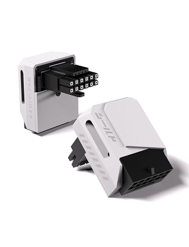 EZDIY-FAB Shield PCIe 5.1 GPU-Netzadapter -12VHPWR/12V2x6 16-poliger rechtwinkliger Adapter für 12+4pin RTX 3090Ti 4070Ti 4080 4090 GPU, 90 Grad rechtwinkliger -STD-Typ, Weiß, 1 Stück von EZDIY-FAB