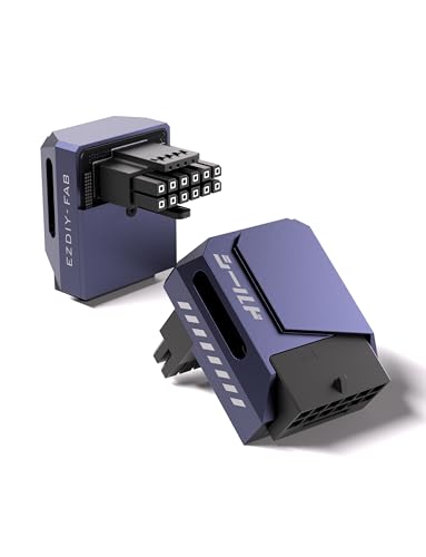 EZDIY-FAB Shield PCIe 5.1 GPU Stromadapter-12VHPWR/12V2x6 16Pin Rechtwinkliger Adapter für 12+4pin RTX 3090Ti 4070Ti 4080 4090 GPU,Rechter 90 Grad Winkel-RVS Typ,Lila,1Pack von EZDIY-FAB
