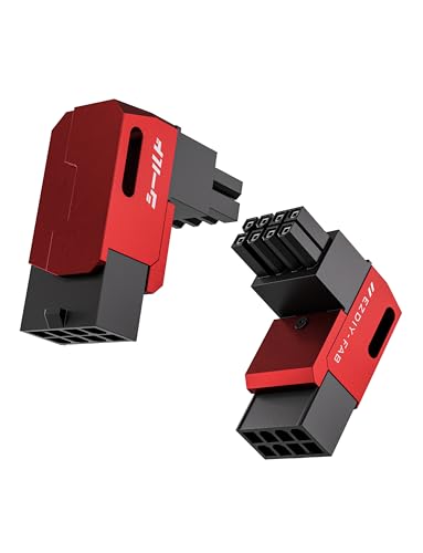 EZDIY-FAB Shield Serie 8-Pin PCIe GPU Power Adapter,90-Grad-Winkelstecker,Aluminium Design für Grafikkarten-Reverse Typ,Rot-2 Pack von EZDIY-FAB